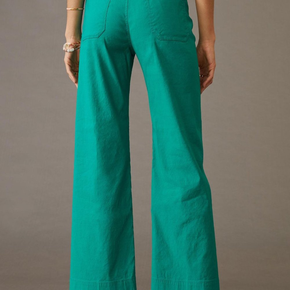 Anthropologie The Colette Wide-Leg Pants by Maeve Dark Green Size 27